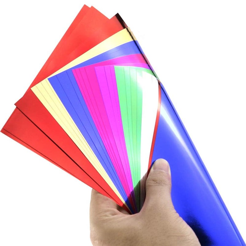 Newbested 140 Sheets 6"x 6" 7-Color Foil Cardstock Folding Paper - Metallic Mirror Finish, Ideal for DIY Cards, Invitations, Scrapbooking & Arts Crafts - Image 3